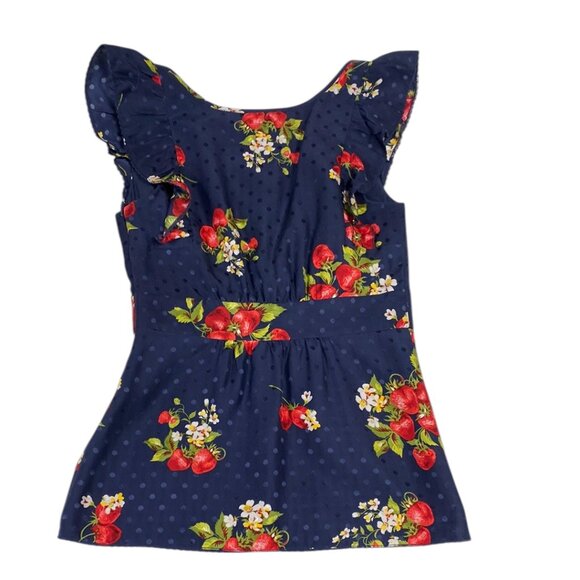 Juicy Couture, 100% SILK, Floral Ruffle Sleeve Top, Women Size 0, Small - Picture 2 of 13